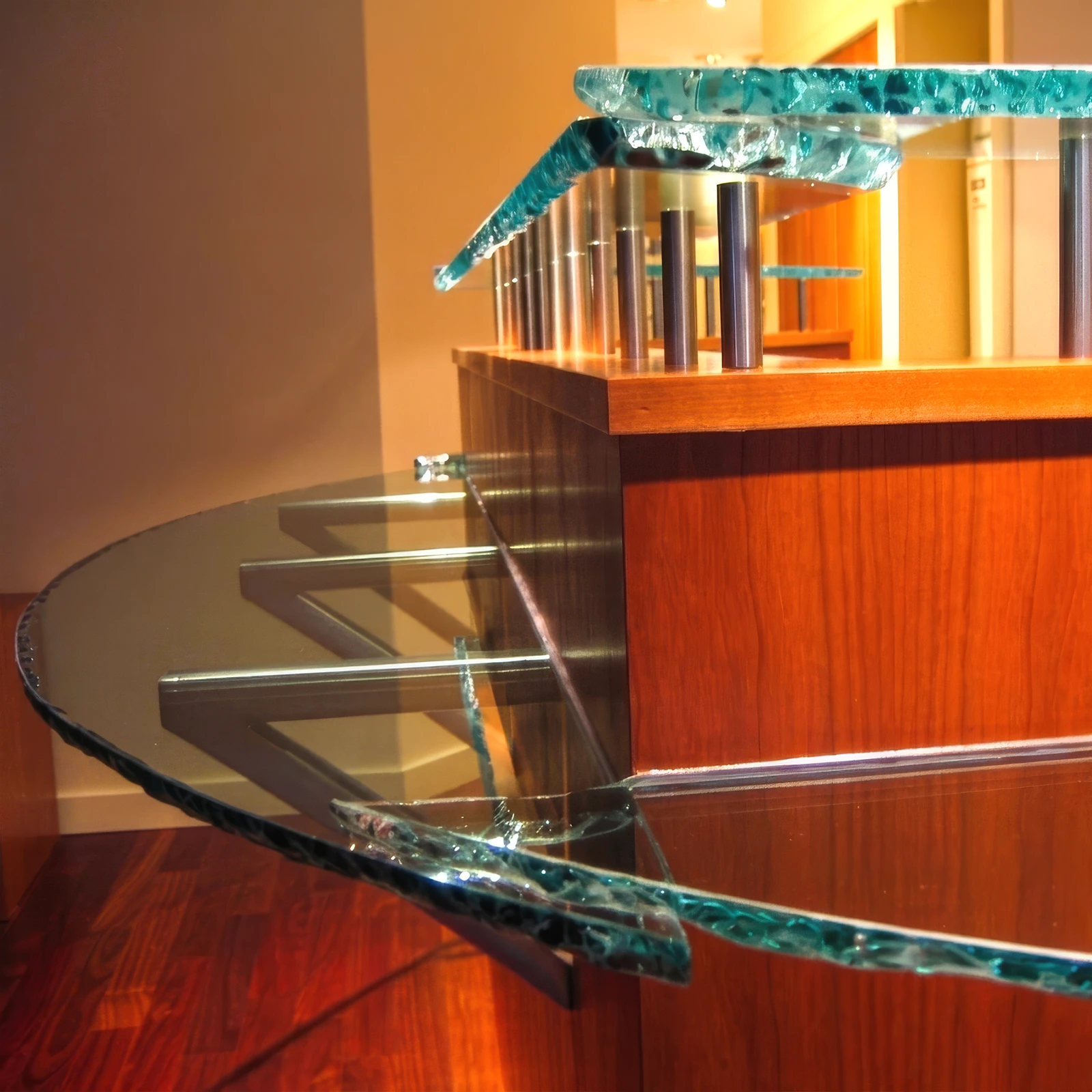 Custom coloured glass bar top and backsplash